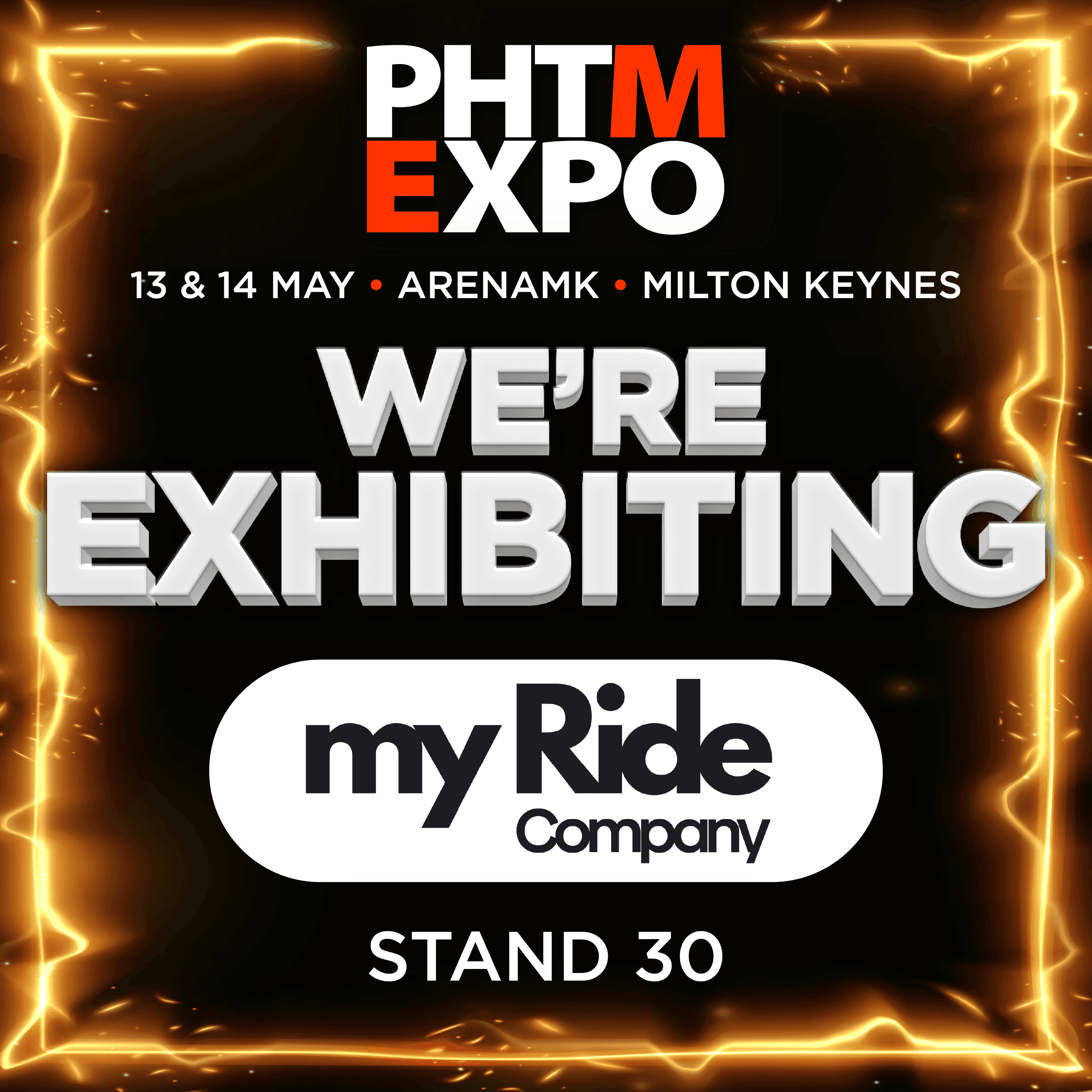 MyRide is exhibiting at PHTM Expo 2026 - Stand 30, ArenaMK, Milton Keynes, 13 & 14 May